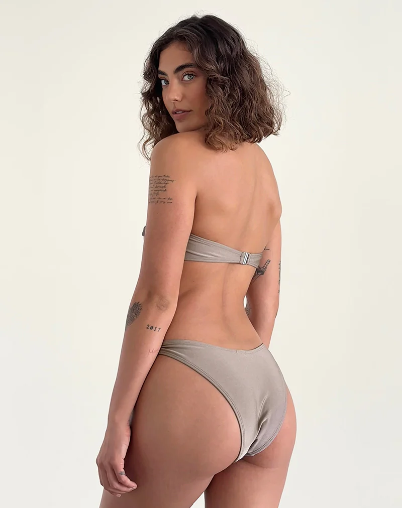 Linda Twist Bikini Top in Latte Espresso - Image 7