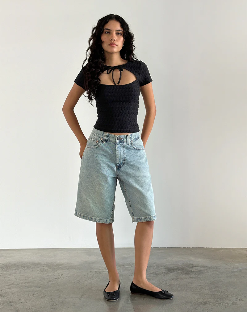 Lindsay Top in Textured Black - Image 2