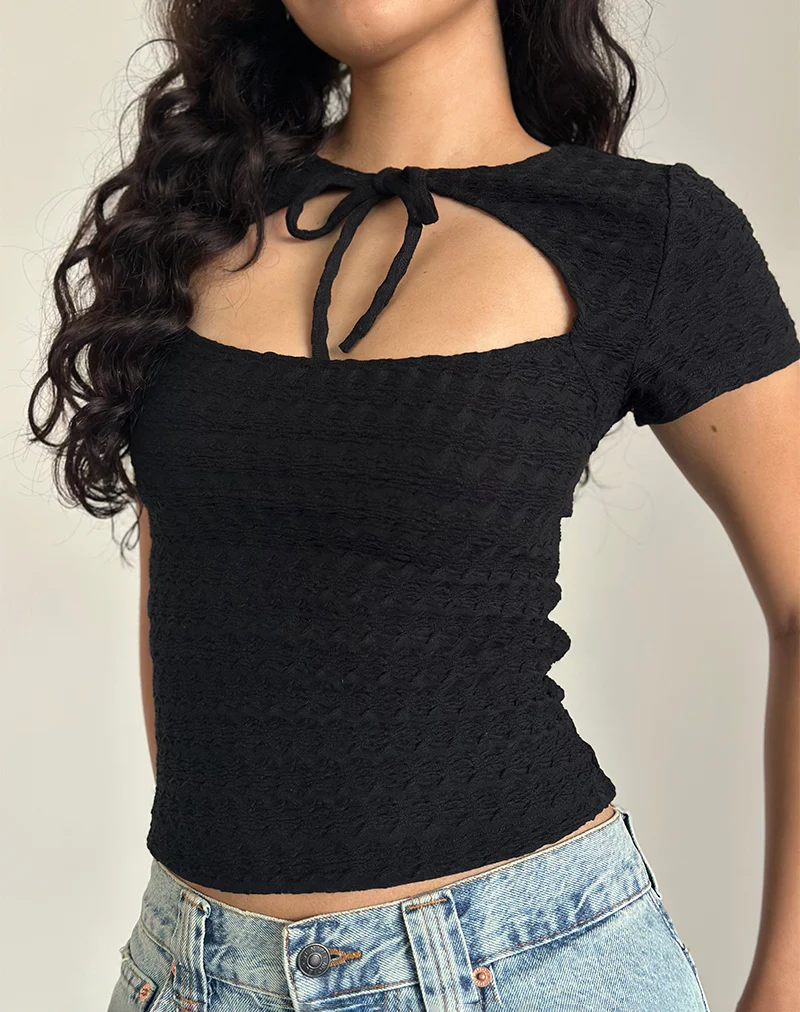 Lindsay Top in Textured Black - Image 3