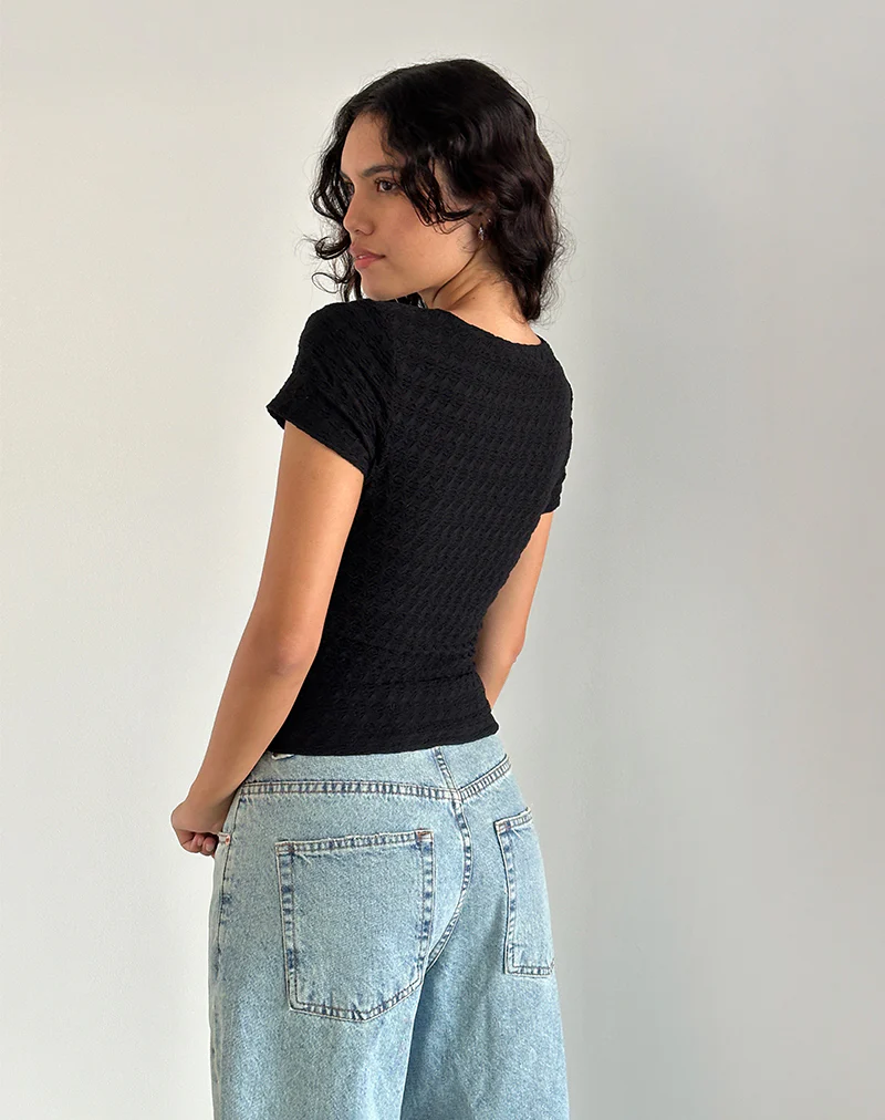 Lindsay Top in Textured Black - Image 5