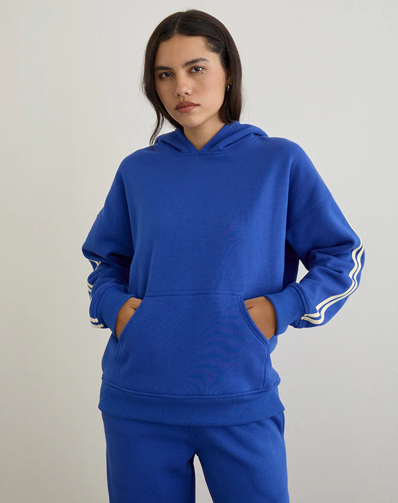 Lingwu Hoodie in Cobalt Blue with Buttermilk Binding - Image 3