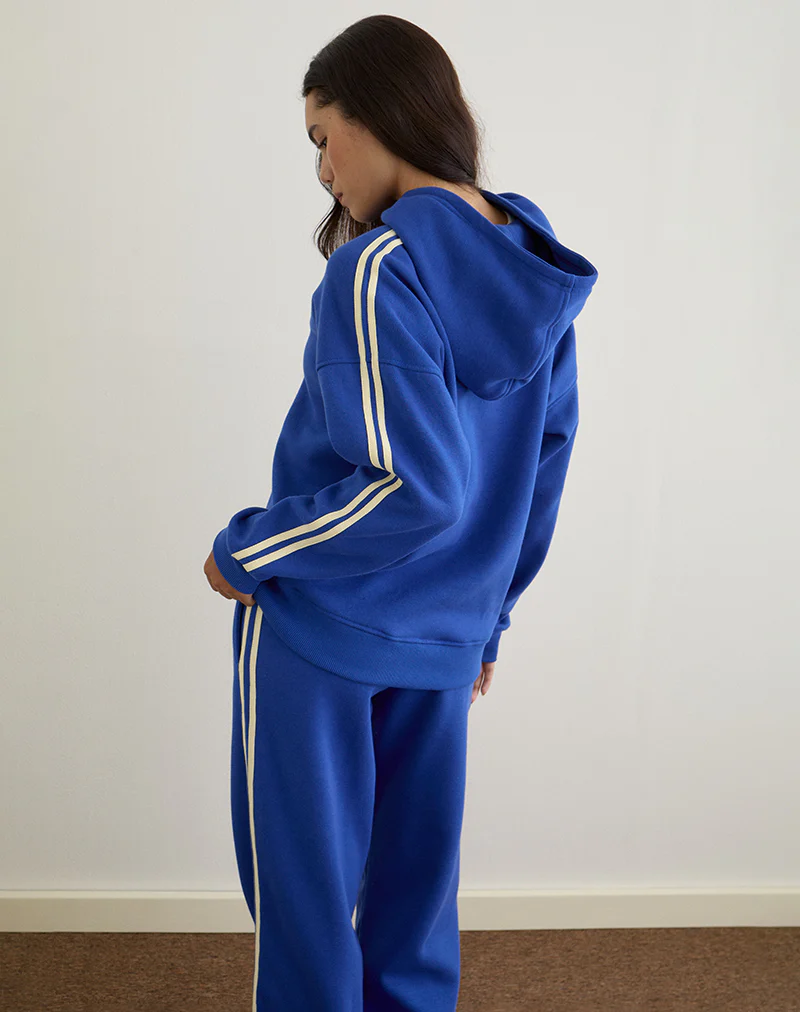 Lingwu Hoodie in Cobalt Blue with Buttermilk Binding - Image 4