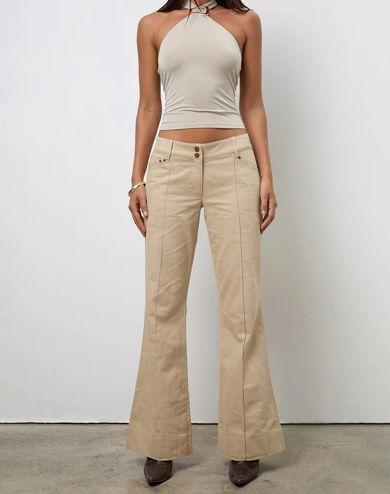 Lintira Slim Leg Trouser in Twill Sand - Image 2
