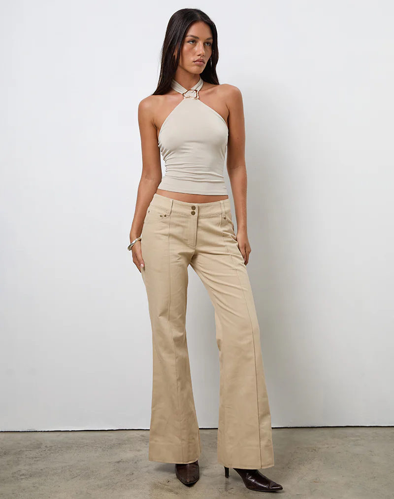 Lintira Slim Leg Trouser in Twill Sand - Image 5
