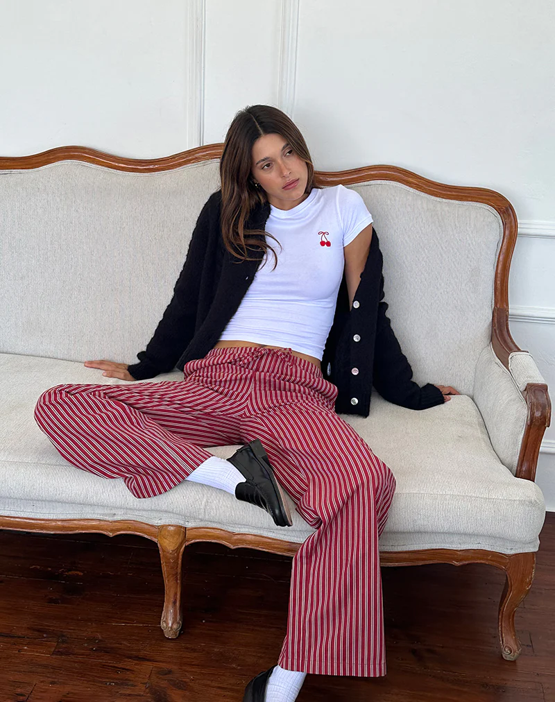Lirura Casual Trouser in Maroon Stripe - Image 3