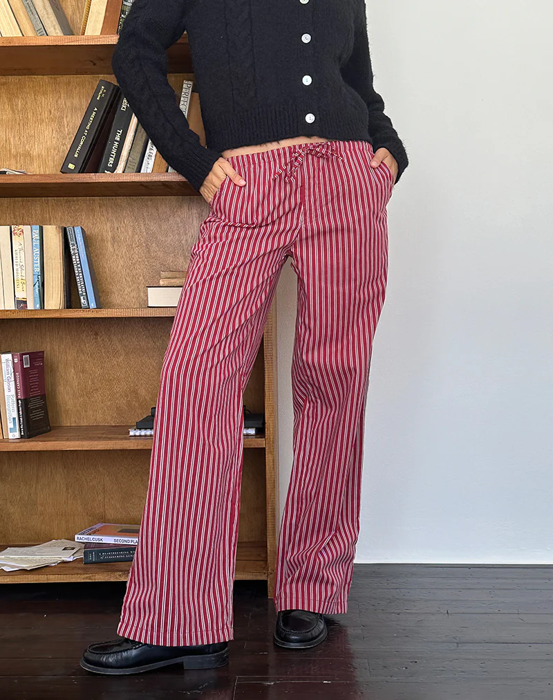 Lirura Casual Trouser in Maroon Stripe - Image 4
