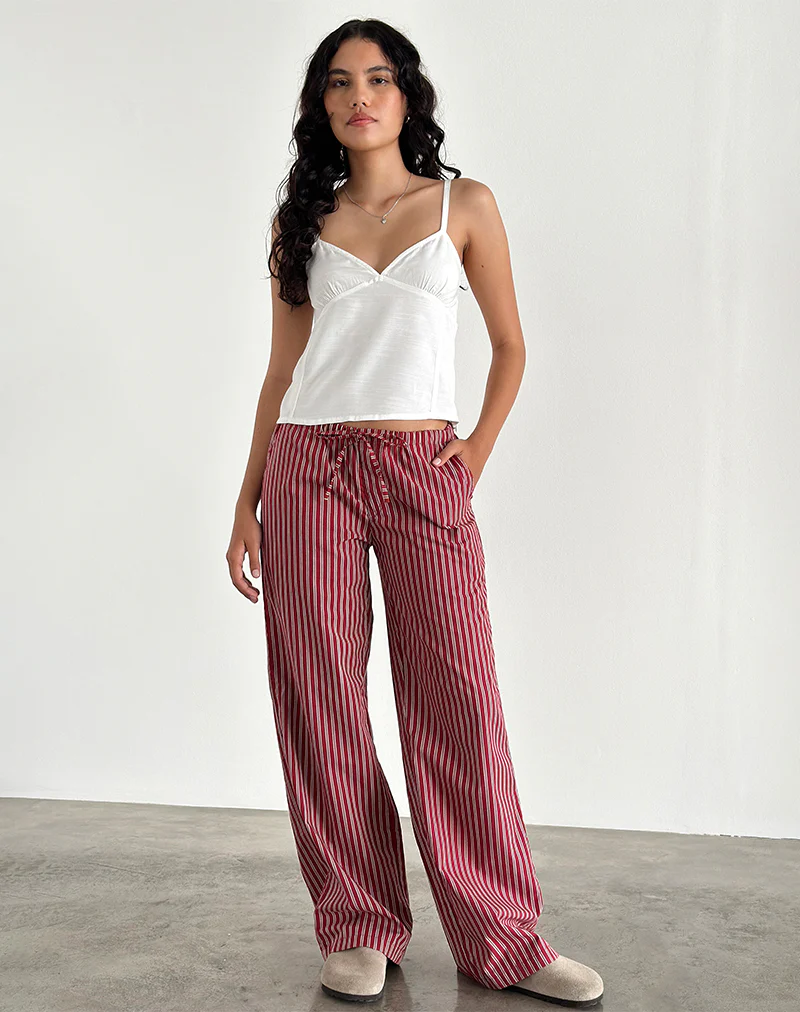 Lirura Casual Trouser in Maroon Stripe - Image 5