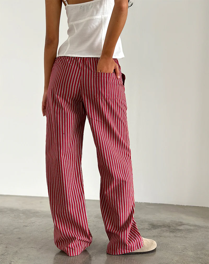 Lirura Casual Trouser in Maroon Stripe - Image 6