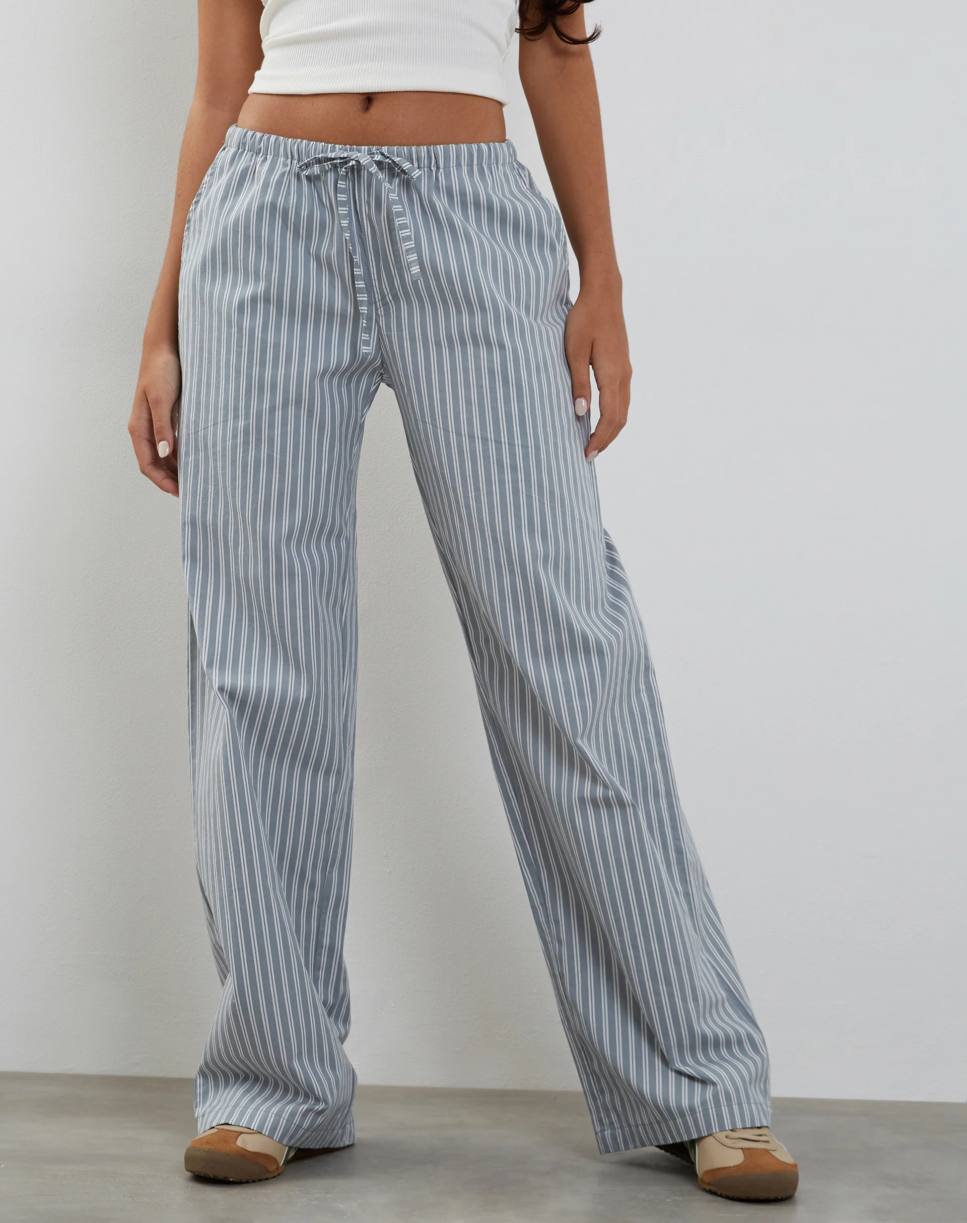 Lirura Wide Leg Trouser in Grey with White Stripes - Image 2