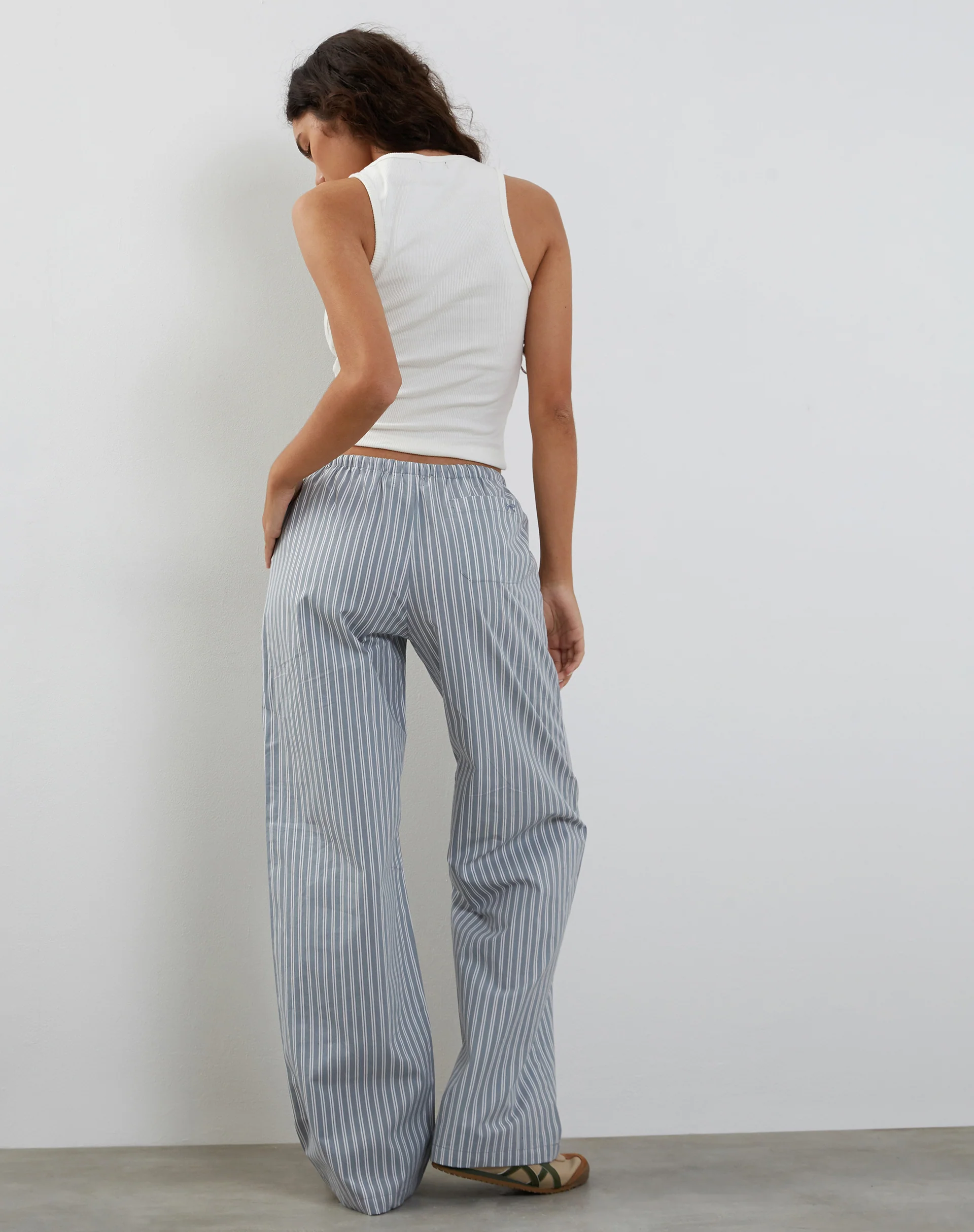 Lirura Wide Leg Trouser in Grey with White Stripes - Image 4