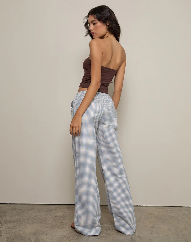 Lirura Trouser in Mini Gingham Blue and Grey - Image 4