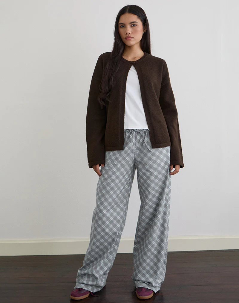 Lirura Trouser in Poplin Oblique Check Grey - Image 2