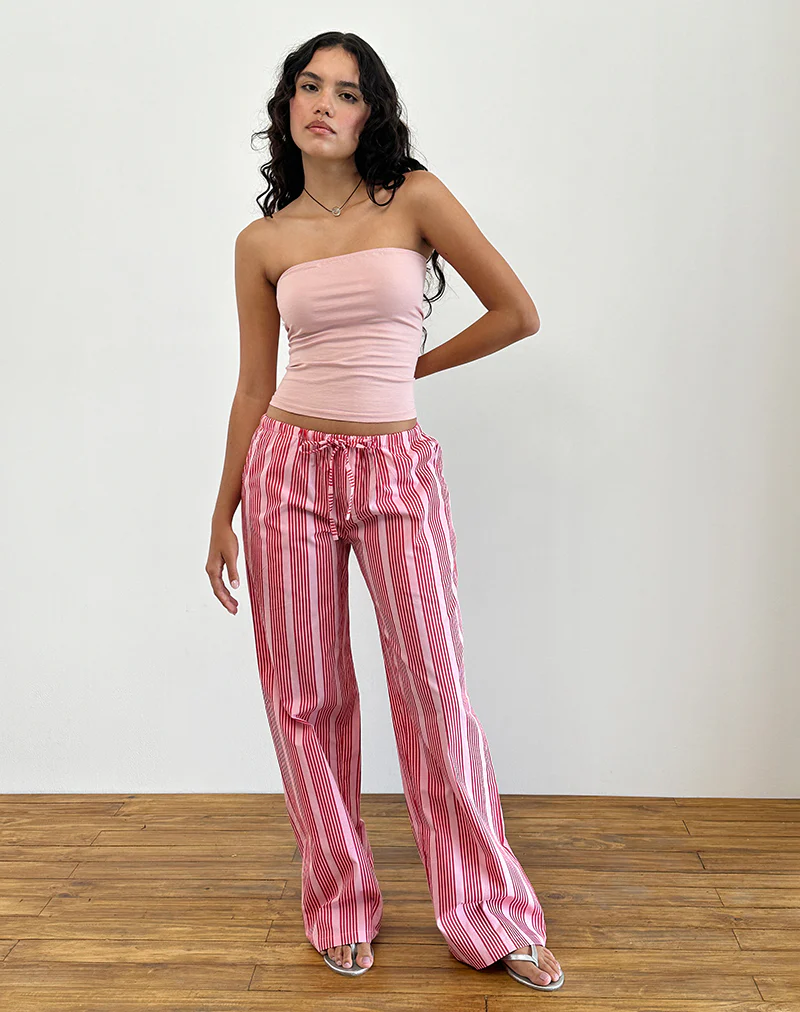Lirura Trouser in Vertical Red Stripe - Image 2