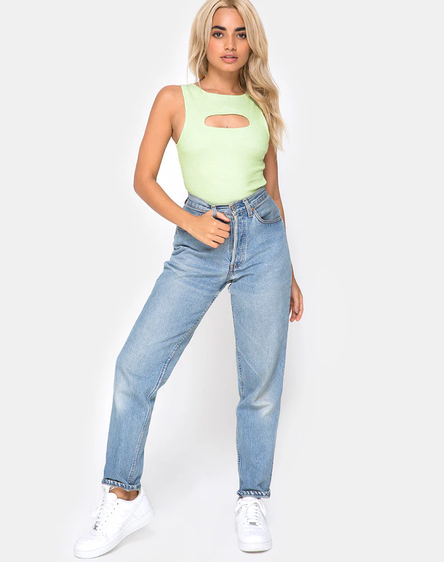 Lisari Bodice in Rib Pastel Lime - Image 3