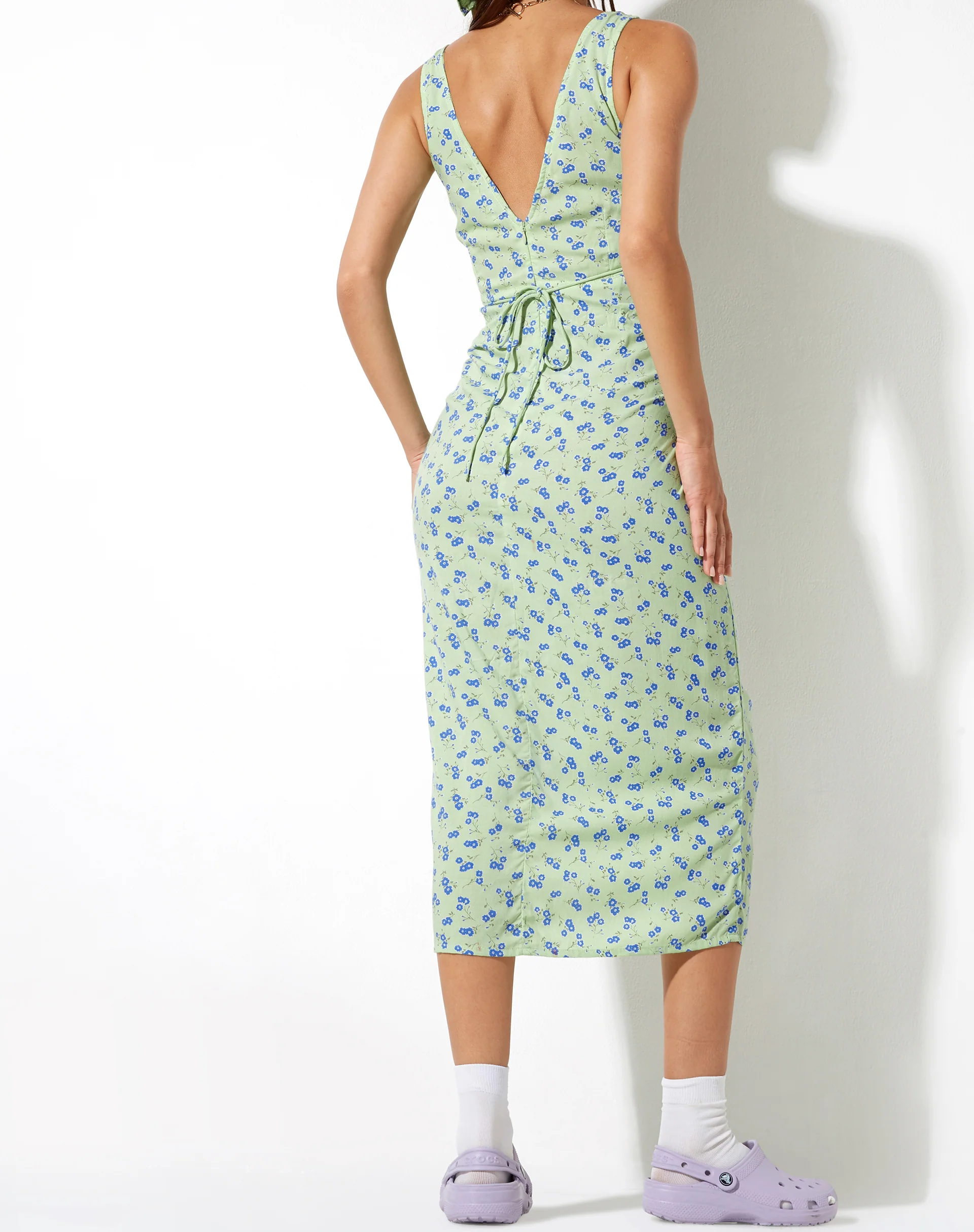 Lisheva Midi Dress in Lime Floral - Image 2