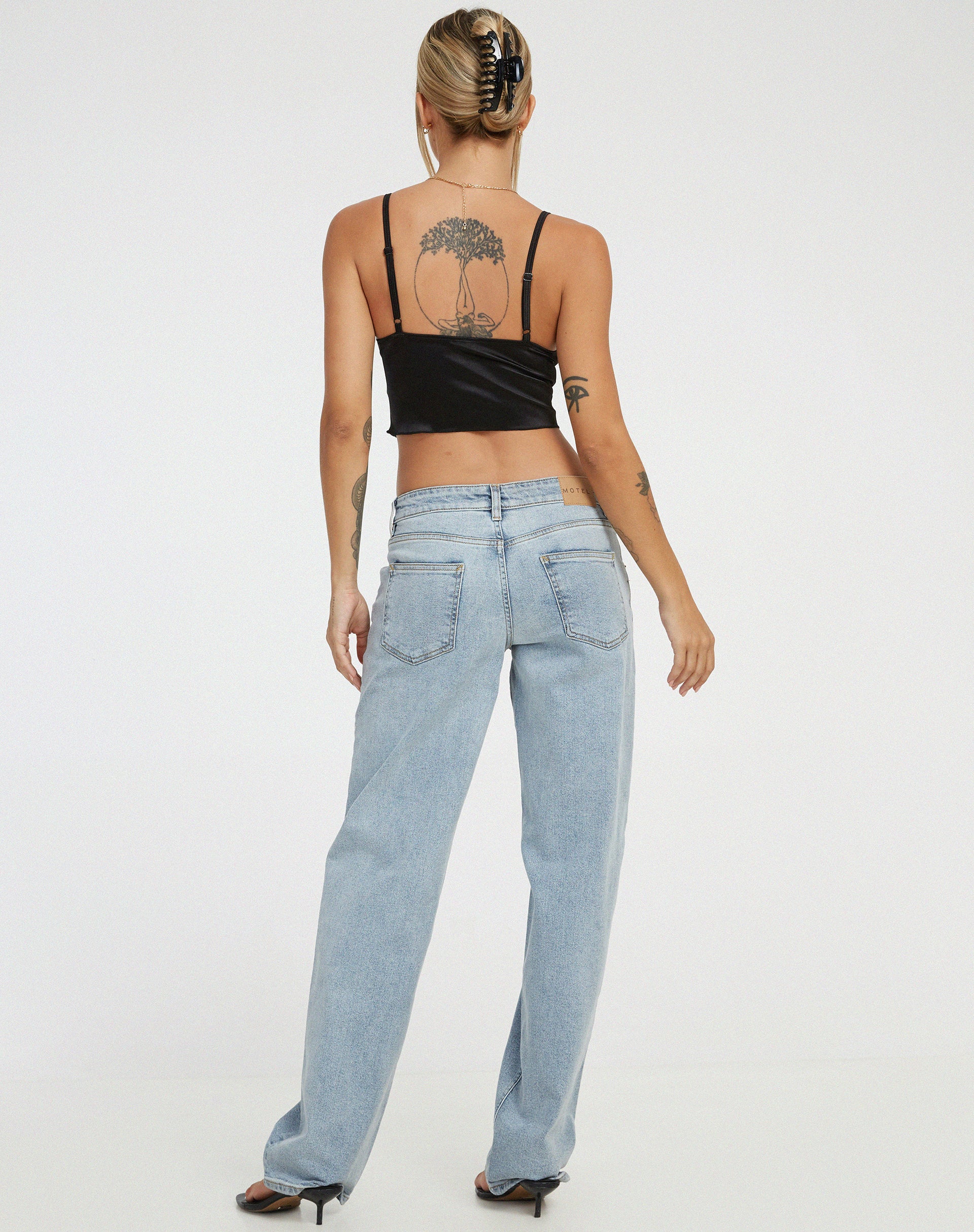 Litasa Corset Top in Satin Black - Image 4
