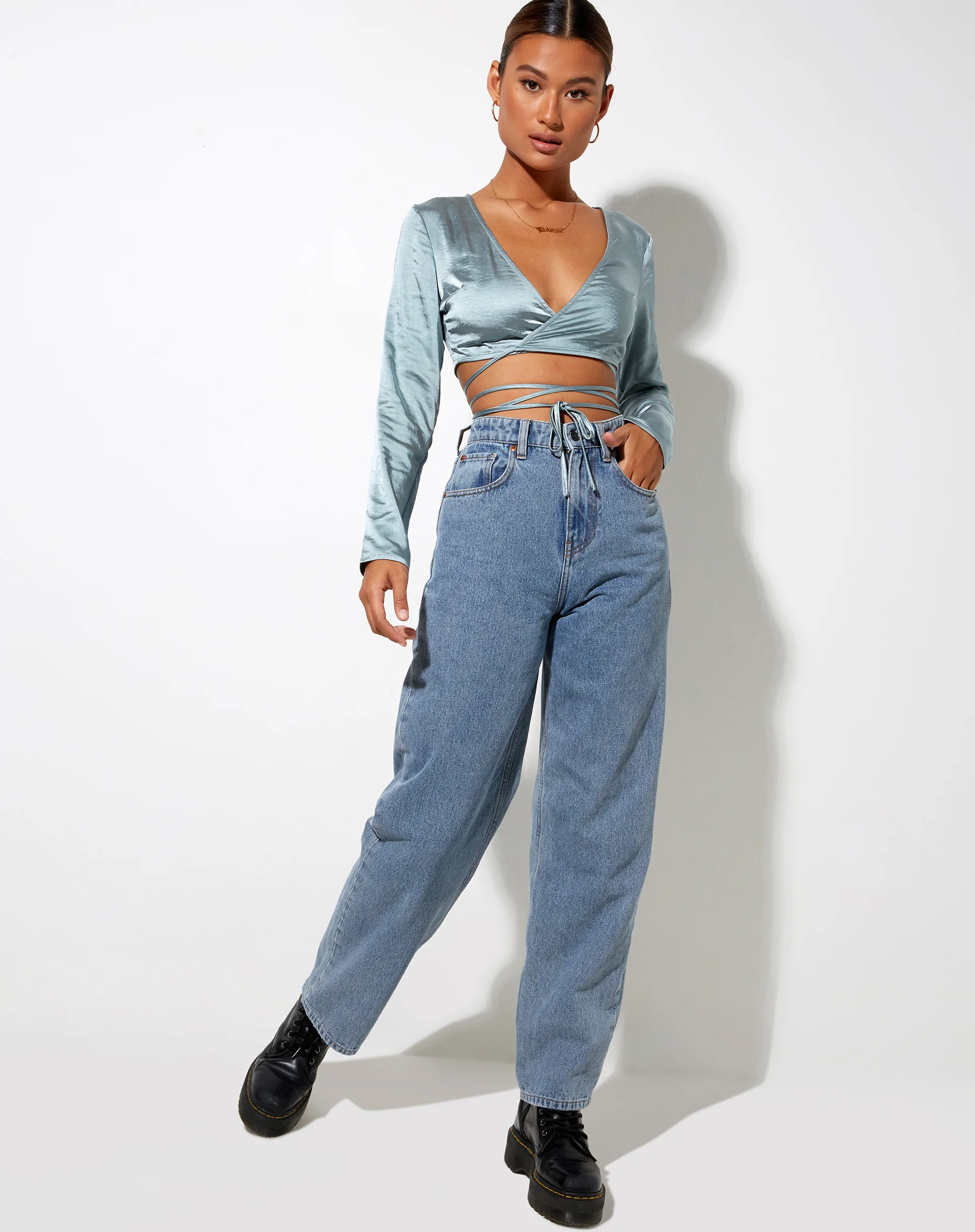 Liva Top in Satin Light Blue - Image 3