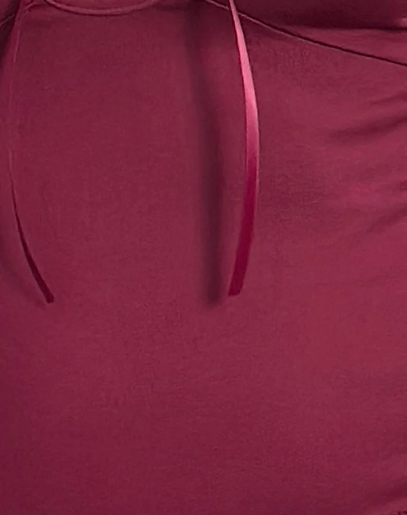 Livina Top in Slinky Jersey Burgundy with Lace - Image 8