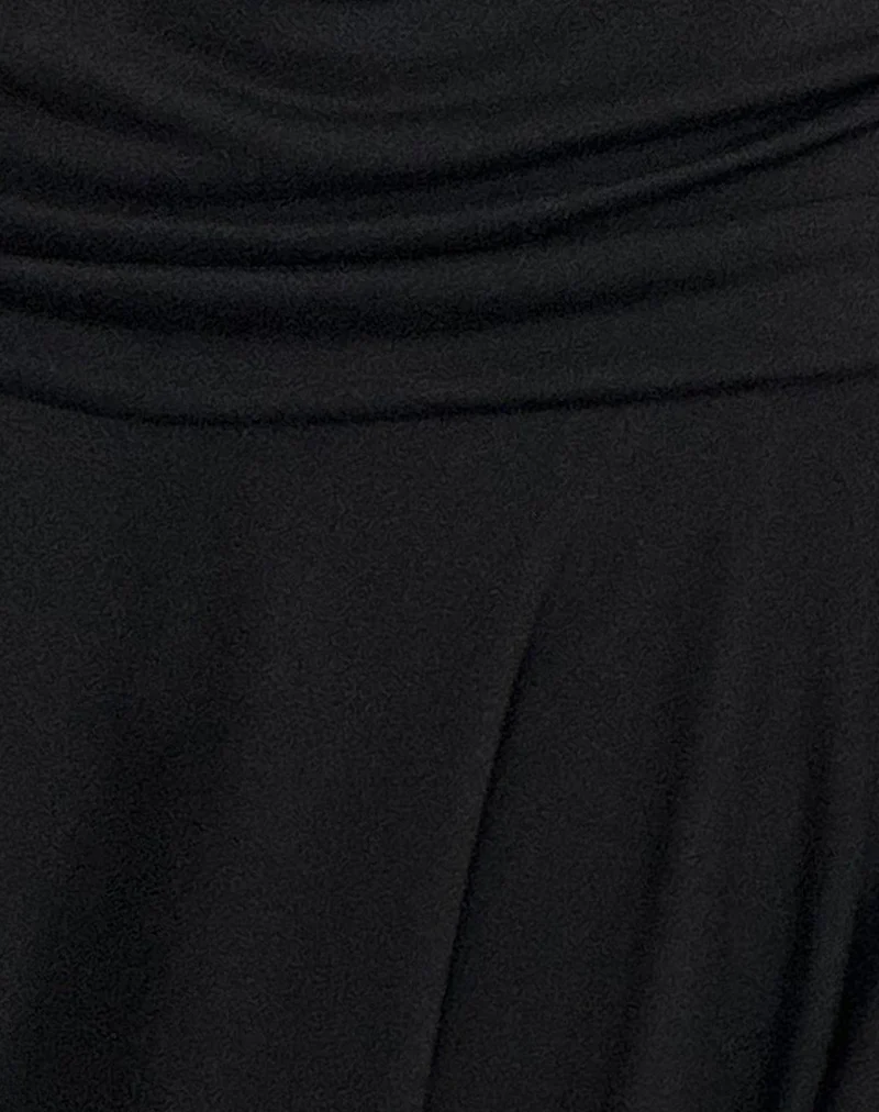 Lizella Hem Mini Dress in Cupro Black - Image 6