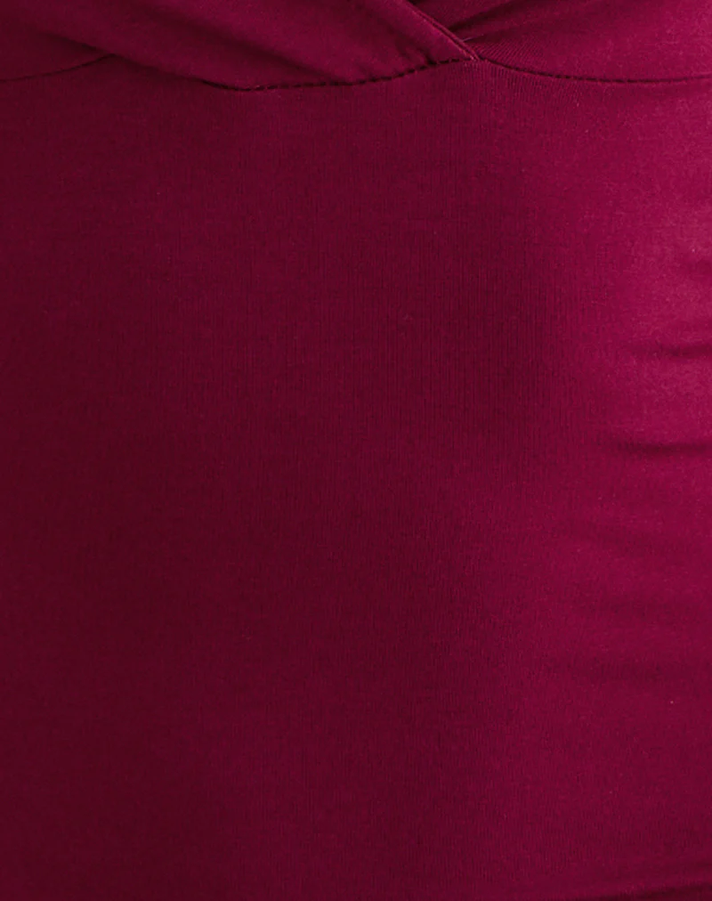 Lobos Crossover Top in Rayon Jersey Burgundy - Image 5