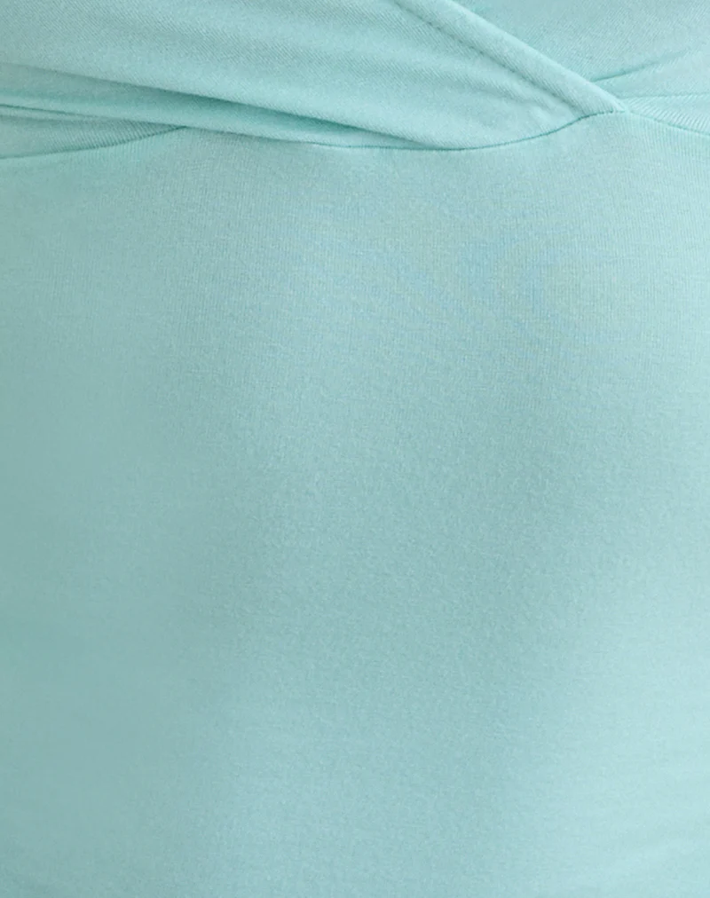 Lobos Crossover Top in Rayon Jersey Aqua - Image 6