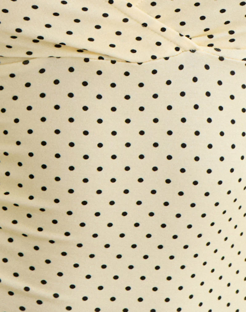 Lobos Crossover Top in Butter Yellow with Micro Polka Dots - Image 6
