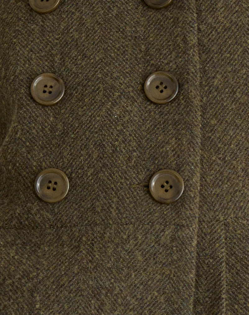 Locarti Coat in Herringbone Olive - Image 6