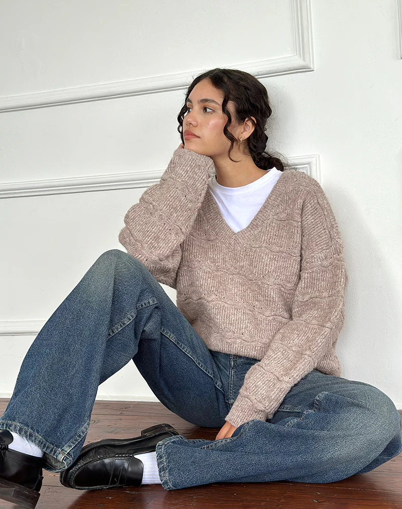Loka Oversized Jumper in Almond - Image 2