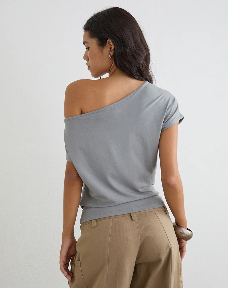 Lola Tie Waist Top in Artistic Floral Grey - Image 4