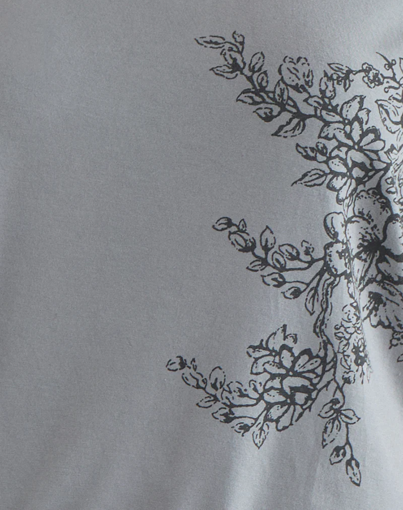 Lola Tie Waist Top in Artistic Floral Grey - Image 5