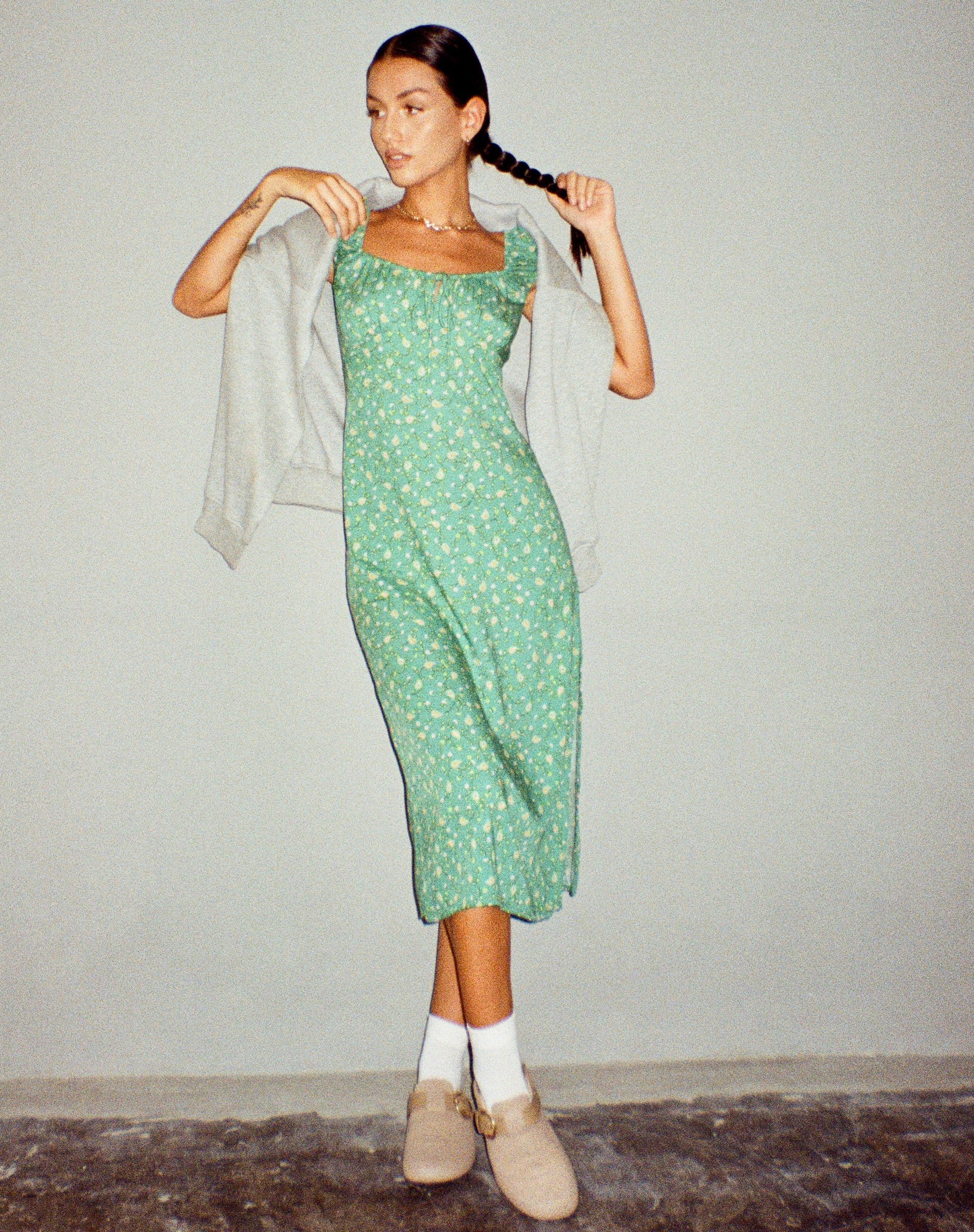 Lona Midi Dress in Paisley Fun Green - Image 2