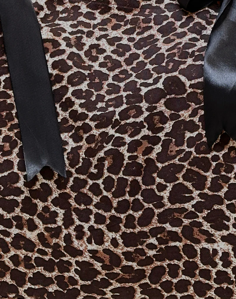 London Bag in Rar Leopard Sandstorm Print with Black Bows - Image 4