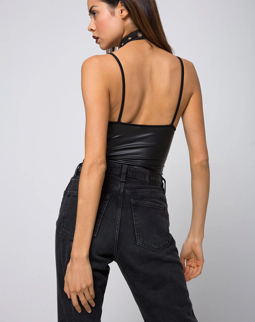 Lonty Bodice in Pu Matte Black - Image 2