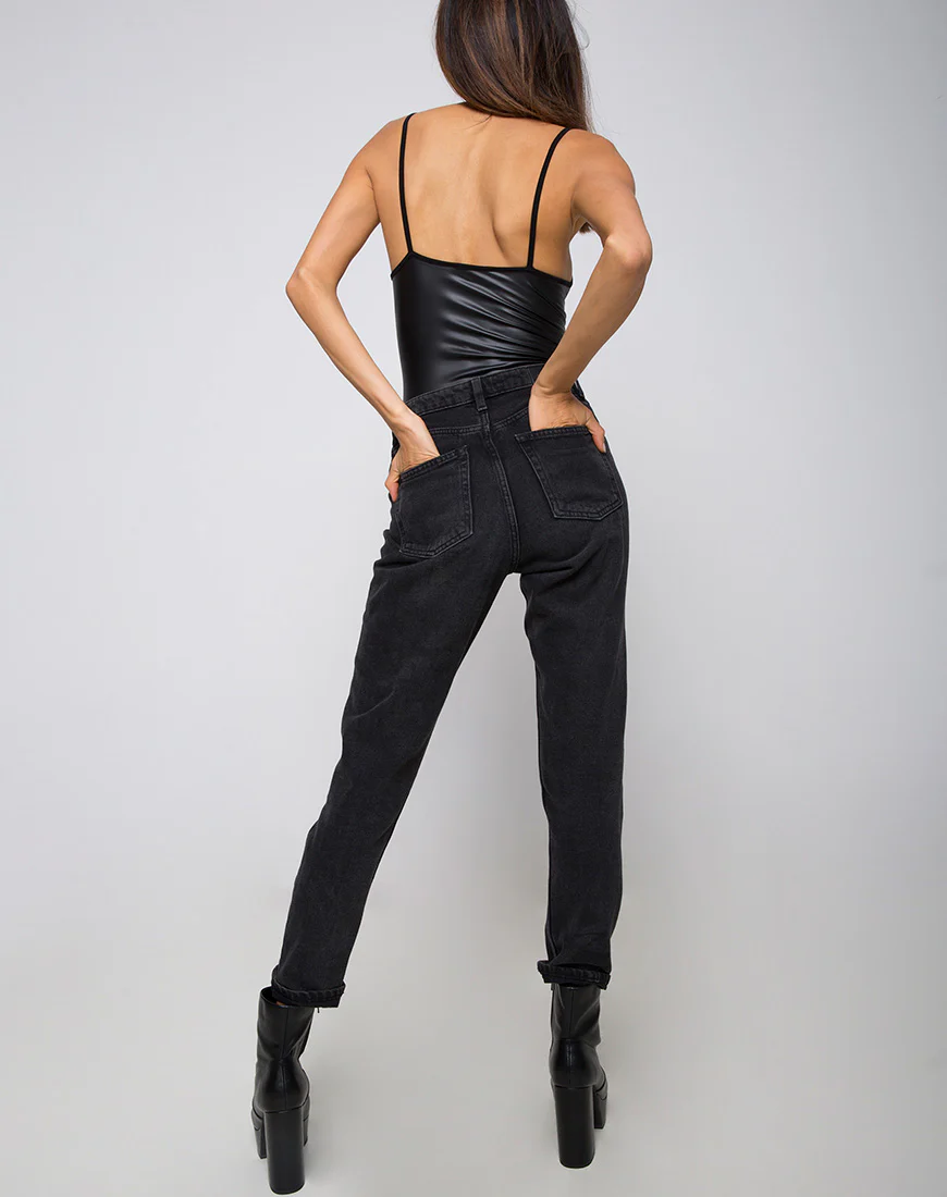 Lonty Bodice in Pu Matte Black - Image 4