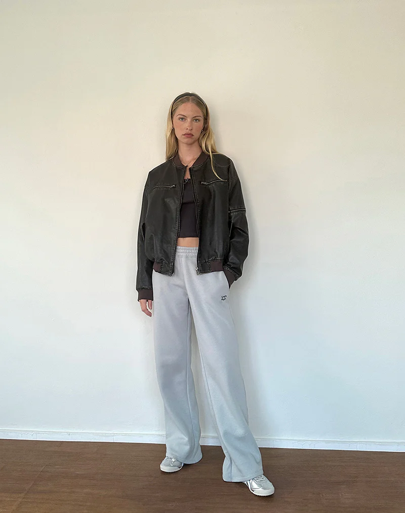 Loose Jogger in Lunar Rock with Ocean Storm Bow Embroidery - Image 2
