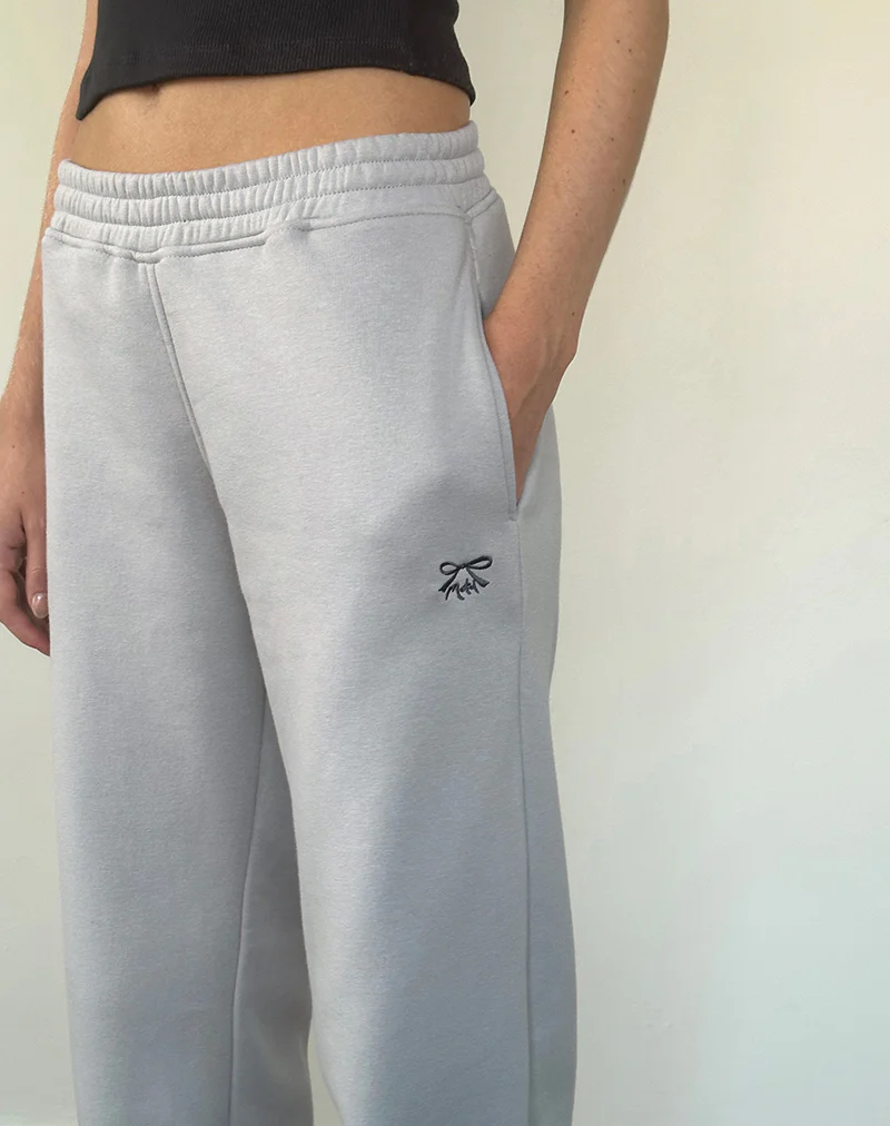 Loose Jogger in Lunar Rock with Ocean Storm Bow Embroidery - Image 5