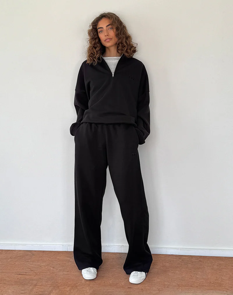 Loose Jogger in Black with 'M' Embroidery - Image 3