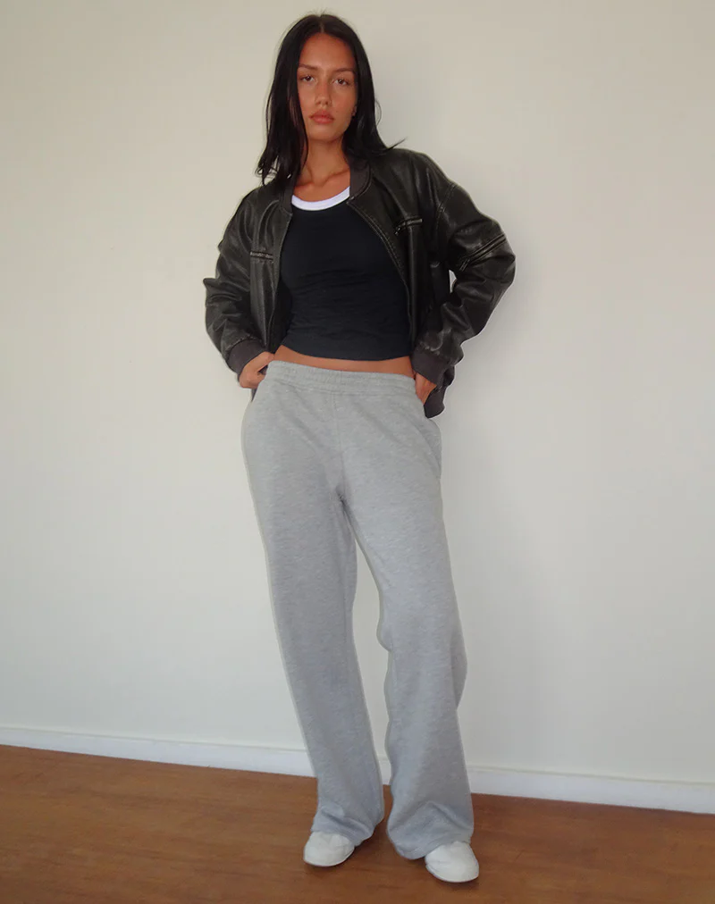 Loose Jogger in Grey Marl with M Embroidery - Image 3