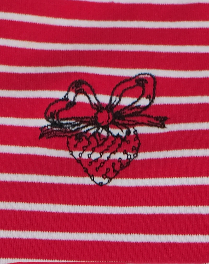 Lorica Tank Top in Red and White Stripe with Strawberry Emb - Image 6