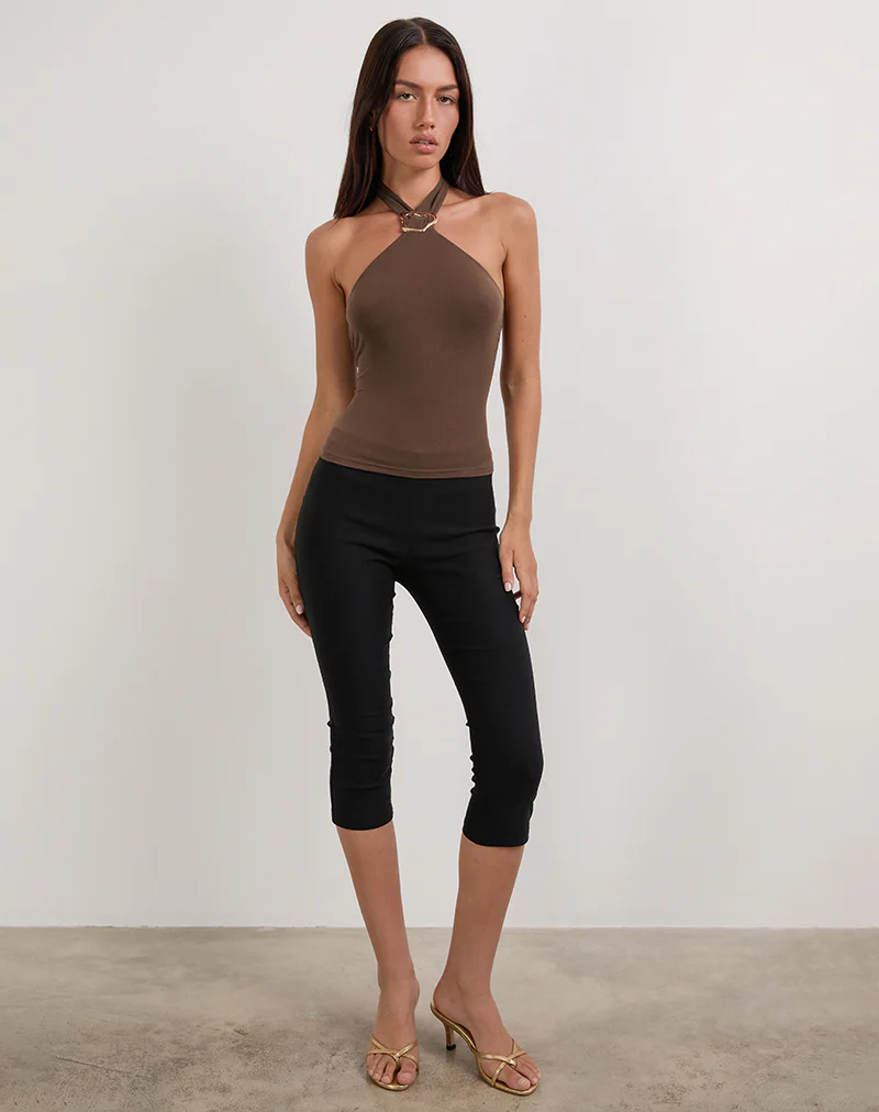 Lorie Halter Top in Cupro Bitter Chocolate - Image 3