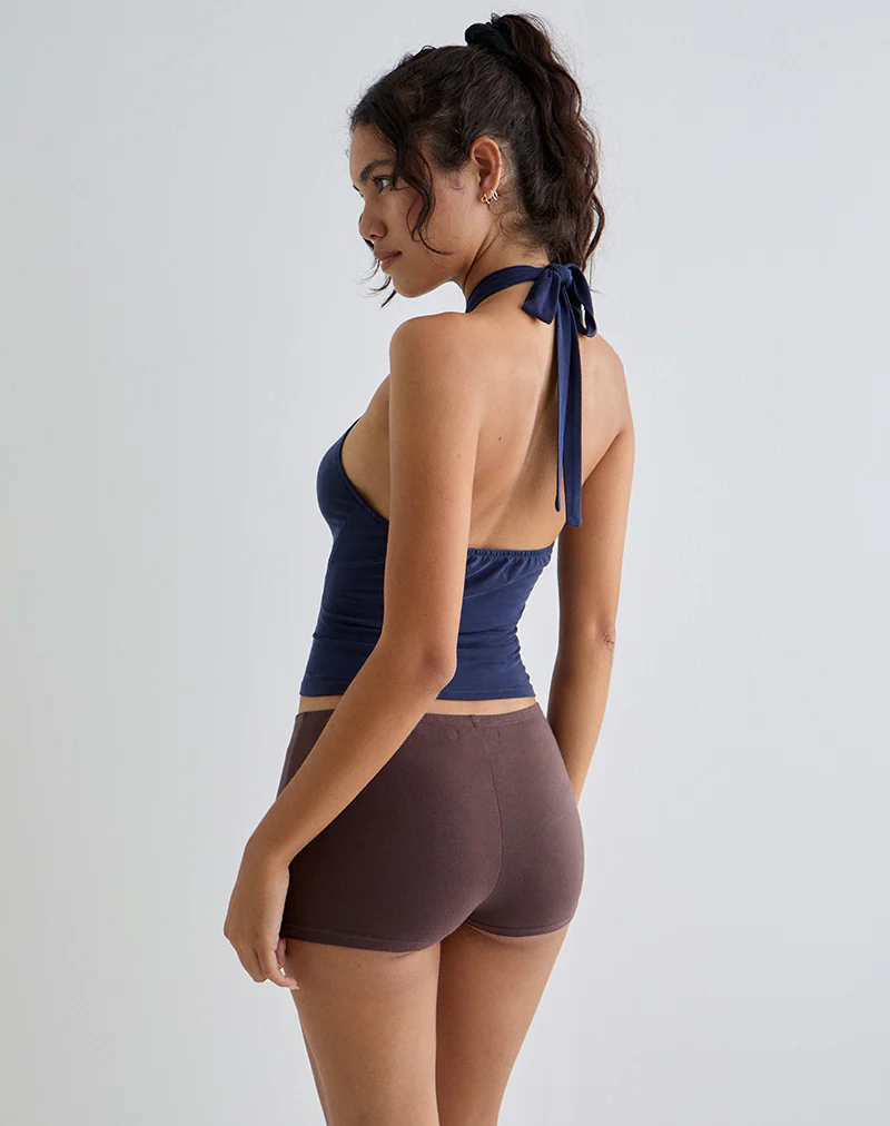 Lorie Halter Top in Cupro Navy - Image 3