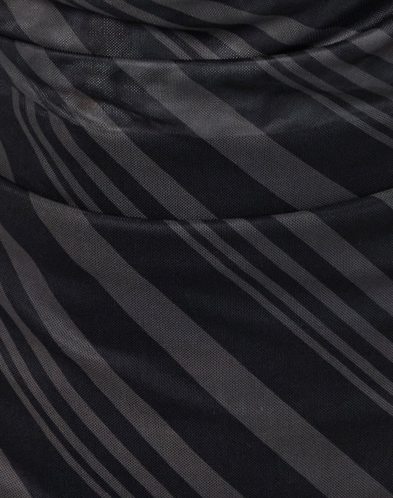 Losa Cowl Neck Top in Irregular Stripe Grey Black - Image 6