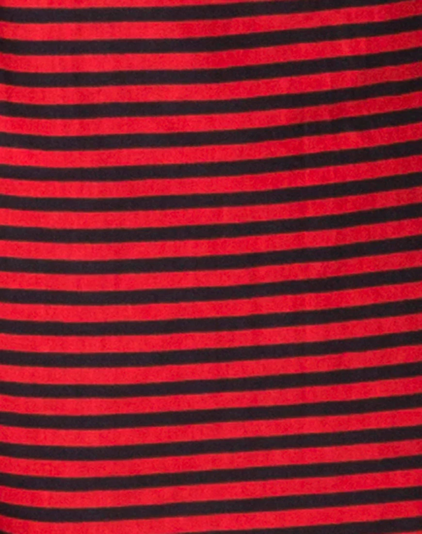 Losha Sweatshirt in Mini Stripe Red and Black - Image 5