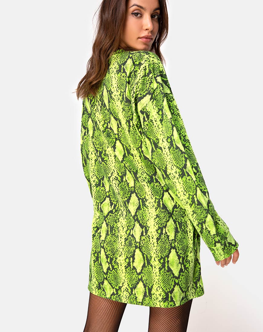 Lotsun Jumper Dress in Snake Lime - Image 2