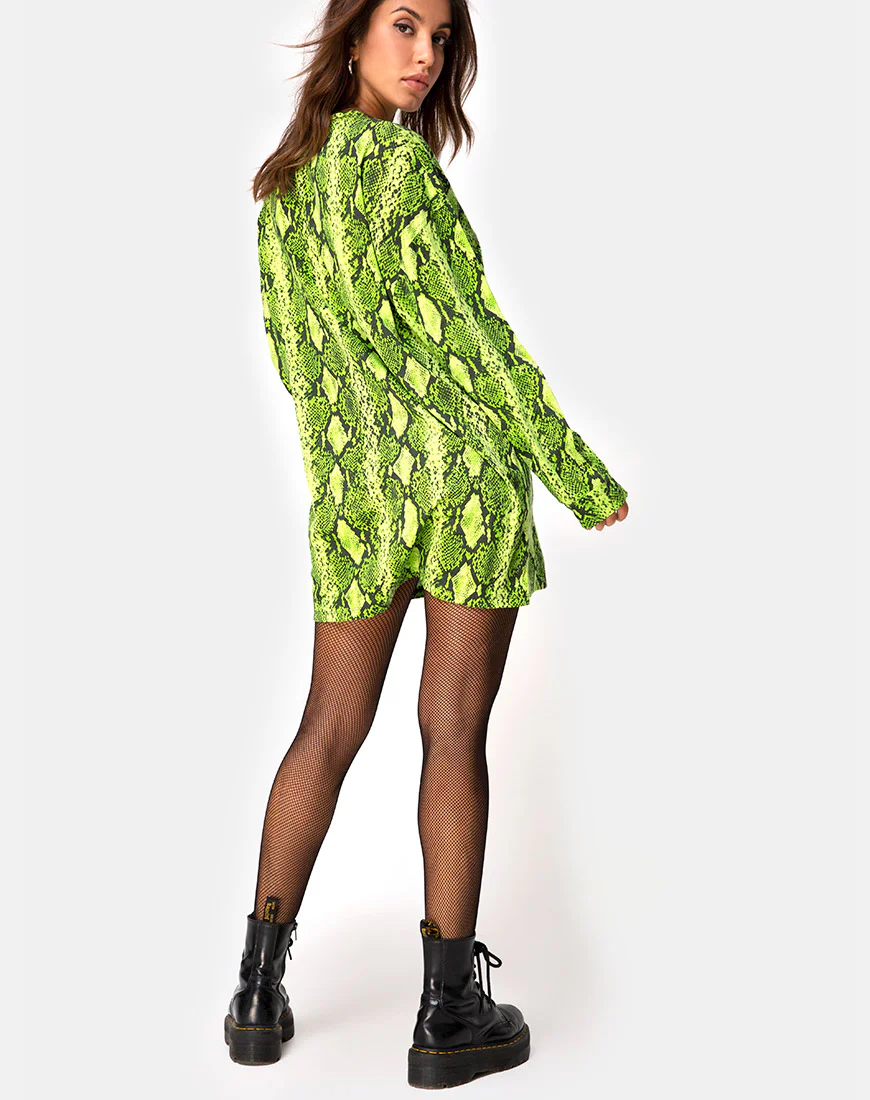 Lotsun Jumper Dress in Snake Lime - Image 4
