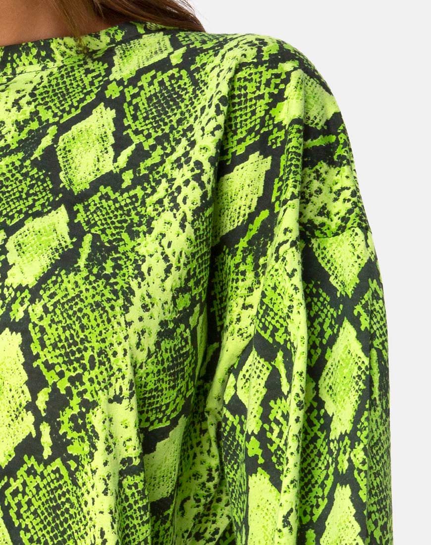 Lotsun Jumper Dress in Snake Lime - Image 5