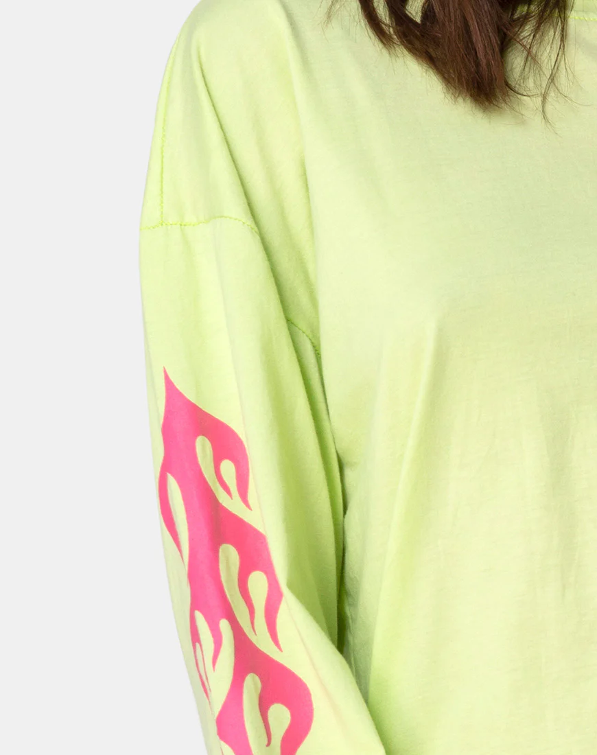 Lotsun Sweatshirt in Flurogreen with Flame - Image 5
