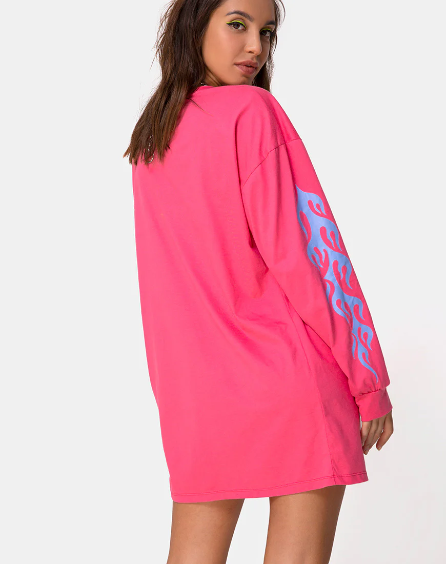 Lotsun Sweatshirt in Pink with Flame - Image 3