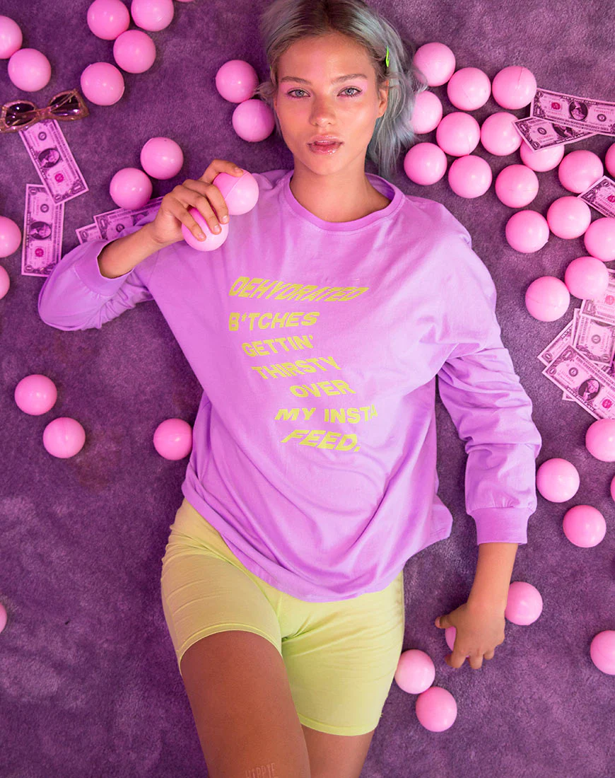 Lottie Longsleeve Tee in Lilac with Instafeed Text  X Top Girl - Image 2