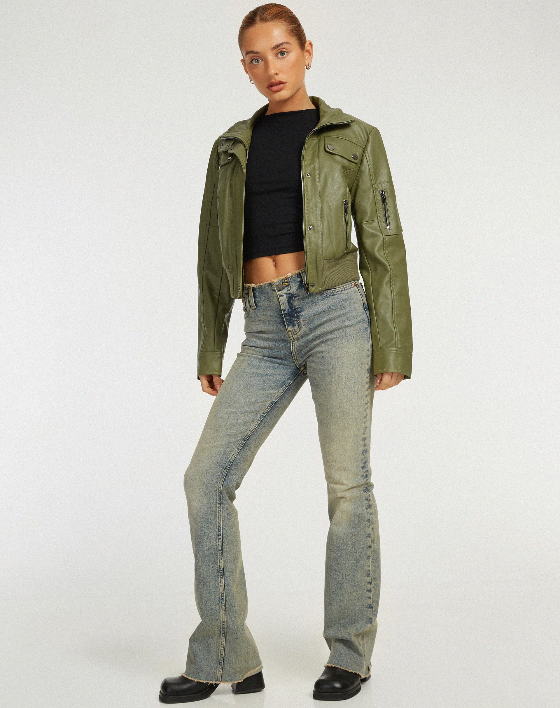 Loviana Jacket in PU Green - Image 4